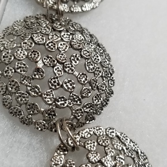 Dana Buchman Vintage Concho Silver Tone Necklace Nice Abstract - Picture 3 of 16